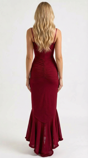 Gabbi Ruffle Maxi Dress Burgundy view 5