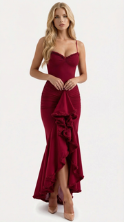 Gabbi Ruffle Maxi Dress Burgundy view 1