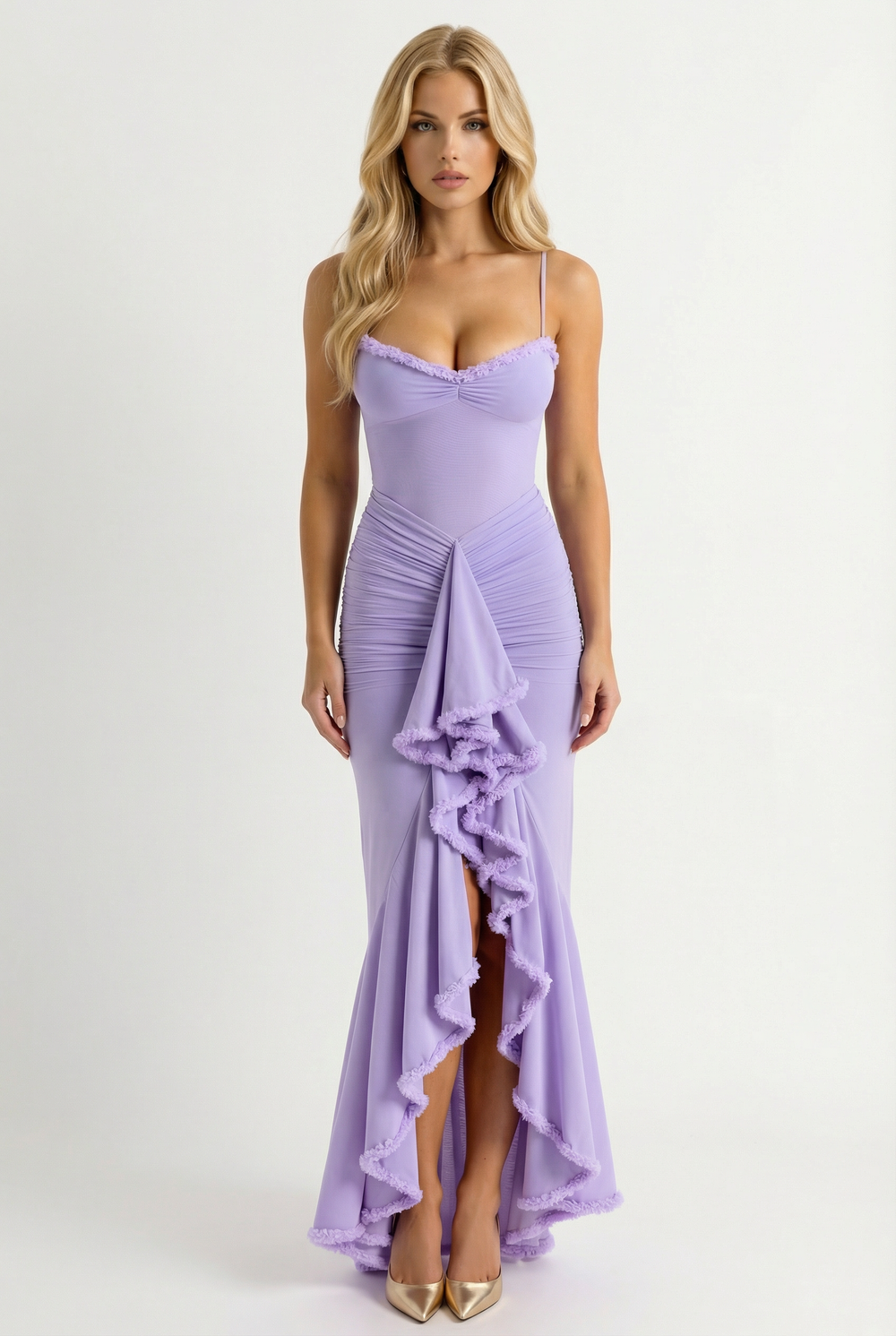 Gabbi Ruffle Maxi Dress Purple