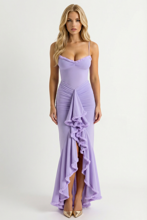 Gabbi Ruffle Maxi Dress Purple