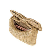 Gaby Boho Woven Bow Clutch Party Bag Brown view 4
