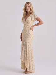 Genevieve Flutter Maxi Dress Lemon view 3