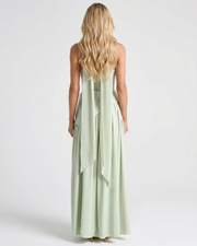 Genevieve Strapless Asymmetric Maxi Dress Mint Green view 3