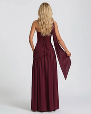 Genevieve Strapless Asymmetric Maxi Dress Red view 3