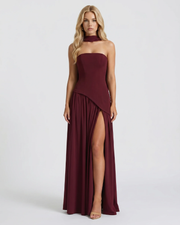 Genevieve Strapless Asymmetric Maxi Dress Red view 1