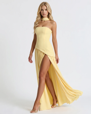 Genevieve Strapless Asymmetric Maxi Dress Yellow view 2