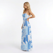 Giselle Bow Maxi Dress Blue Mosaic view 2