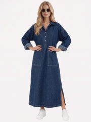 Goldie Denim Maxi Dress Blue view 3
