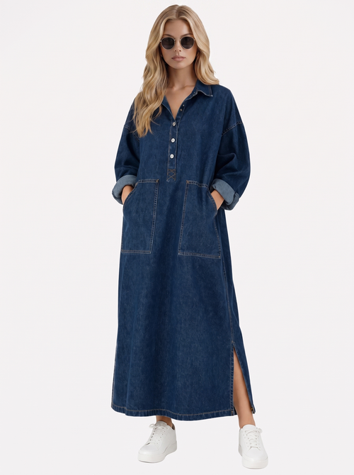 Goldie Denim Maxi Dress Blue