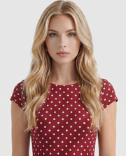Greer Polka Dot Midi Dress Burgundy view 2