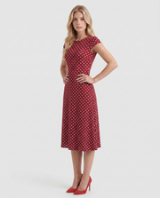 Greer Polka Dot Midi Dress Burgundy view 3