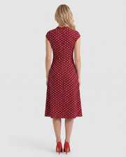 Greer Polka Dot Midi Dress Burgundy view 5