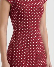 Greer Polka Dot Midi Dress Burgundy view 6