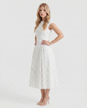 Greer Polka Dot Midi Dress White view 3
