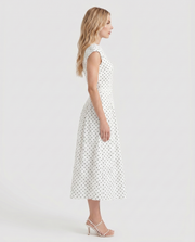 Greer Polka Dot Midi Dress White view 4