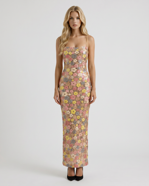 Gwynne Floral Sequin Maxi Dress Multi