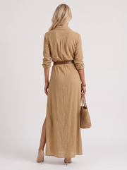 Hadley Collared Maxi Dress Khaki view 5