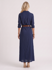 Hadley Collared Maxi Dress Navy view 5