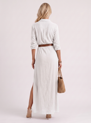 Hadley Collared Maxi Dress White view 5
