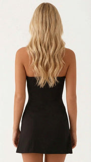 Hailey Strapless Rose Mini Dress Black view 4
