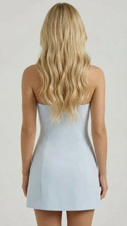 Hailey Strapless Rose Mini Dress Blue view 4