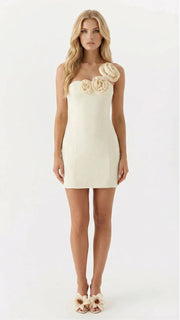 Hailey Strapless Rose Mini Dress Yellow view 2