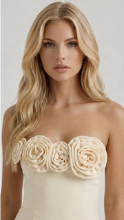 Hailey Strapless Rose Mini Dress Yellow view 3