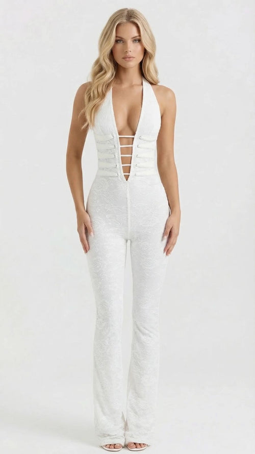 Harper Corset Jumpsuit White