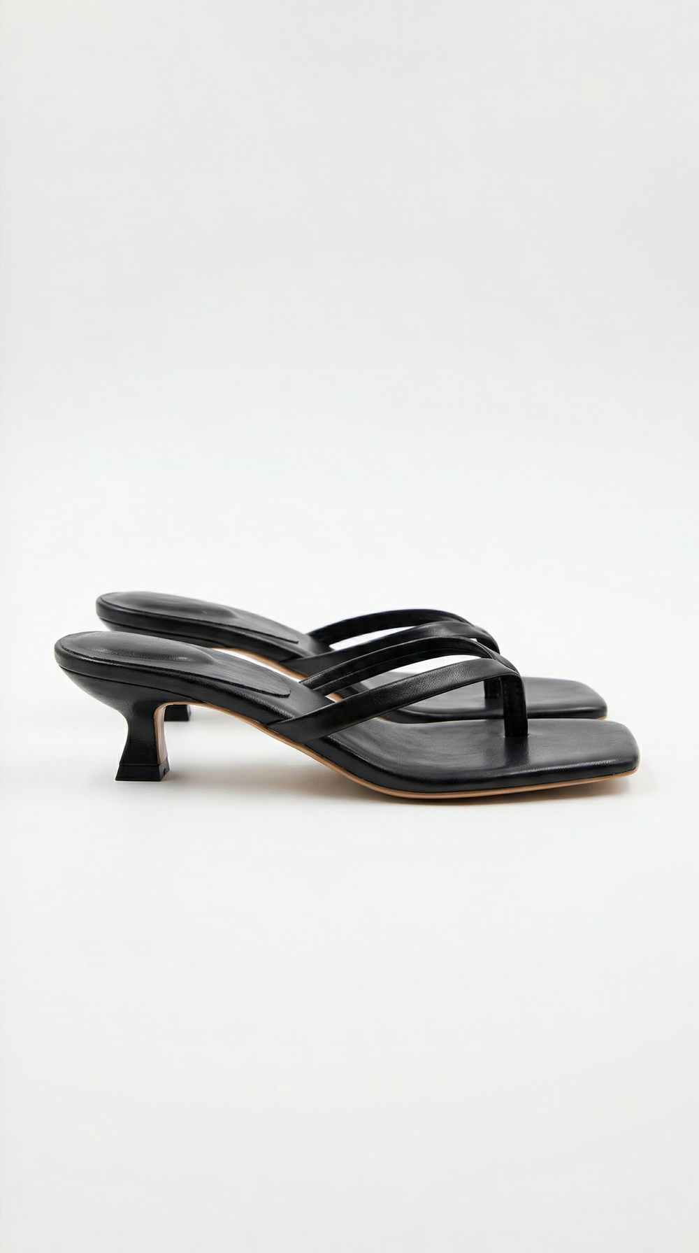 Ieza Strappy Kitten Heel Mule Sandals Black