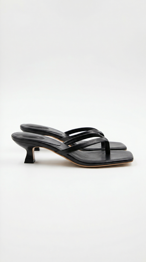 Ieza Strappy Kitten Heel Mule Sandals Black