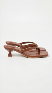 Ieza Strappy Kitten Heel Mule Sandals Brown view 1