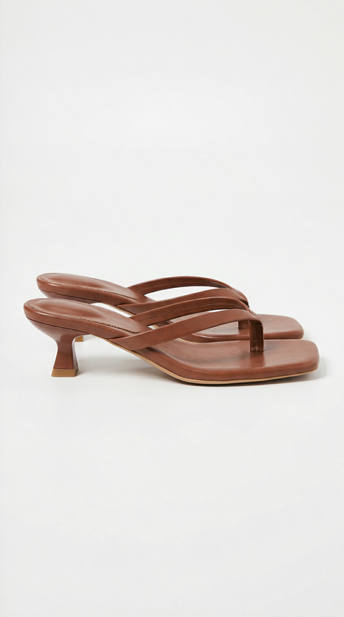 Ieza Strappy Kitten Heel Mule Sandals Brown
