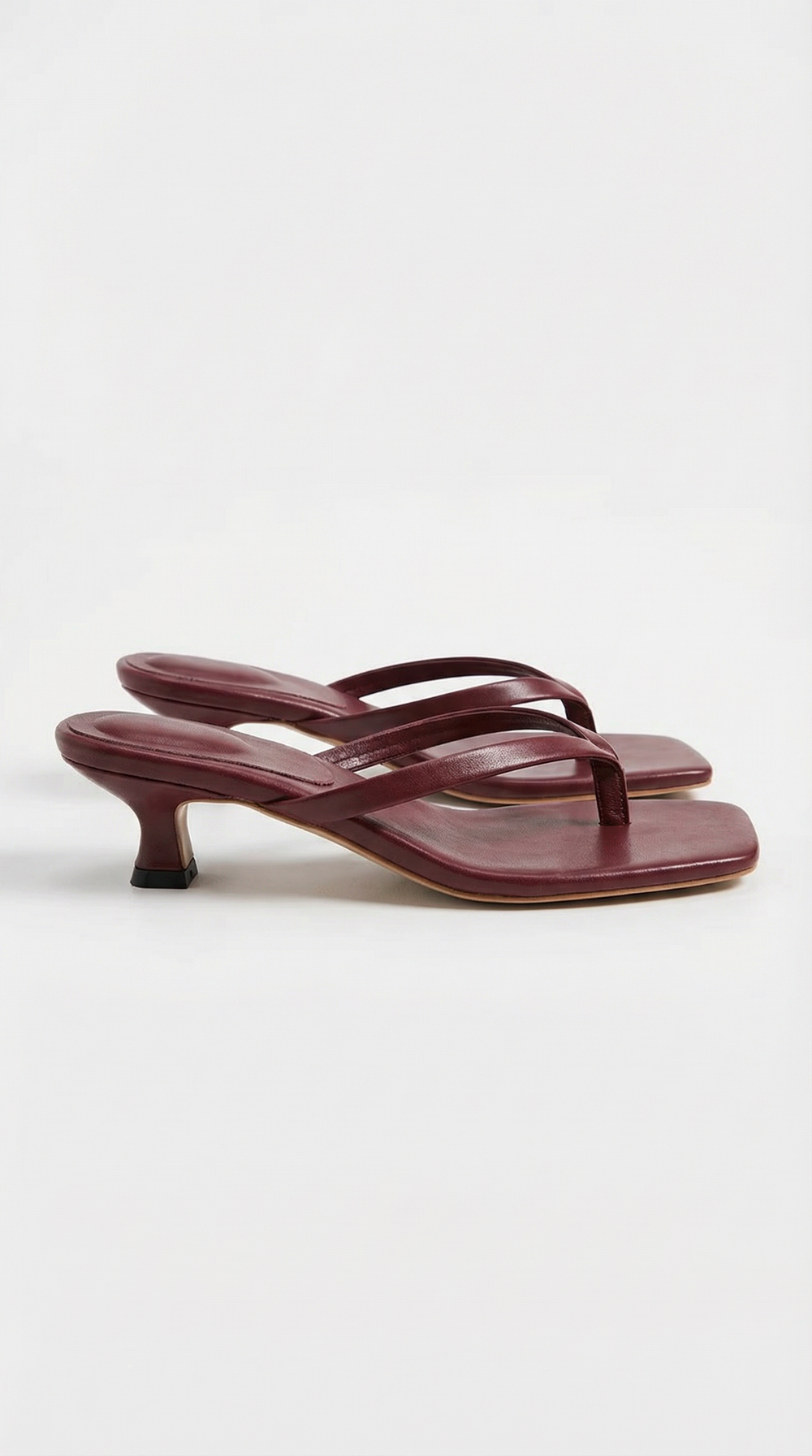 Ieza Strappy Kitten Heel Mule Sandals Burgundy
