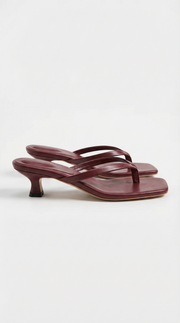Ieza Strappy Kitten Heel Mule Sandals Burgundy view 1