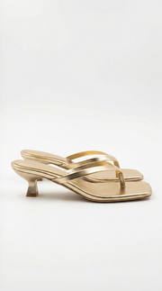 Ieza Strappy Kitten Heel Mule Sandals Gold view 1