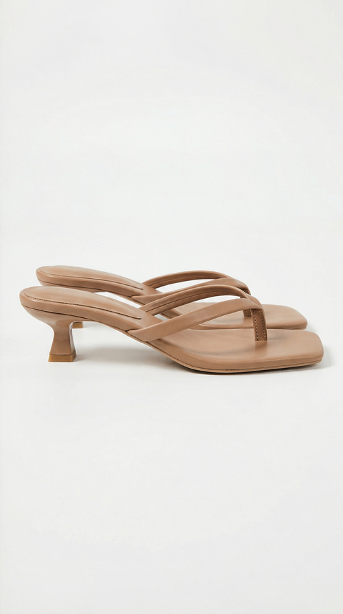 Ieza Strappy Kitten Heel Mule Sandals Tan