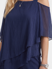 Ines Cold Shoulder Chiffon Pants Set Navy Blue view 6