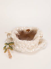 Iza Sequin Shoulder Party Bag with Palm Charm White view 4