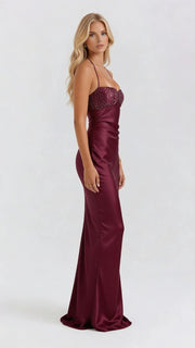 Jade Sequin Maxi Dress Burgundy view 2