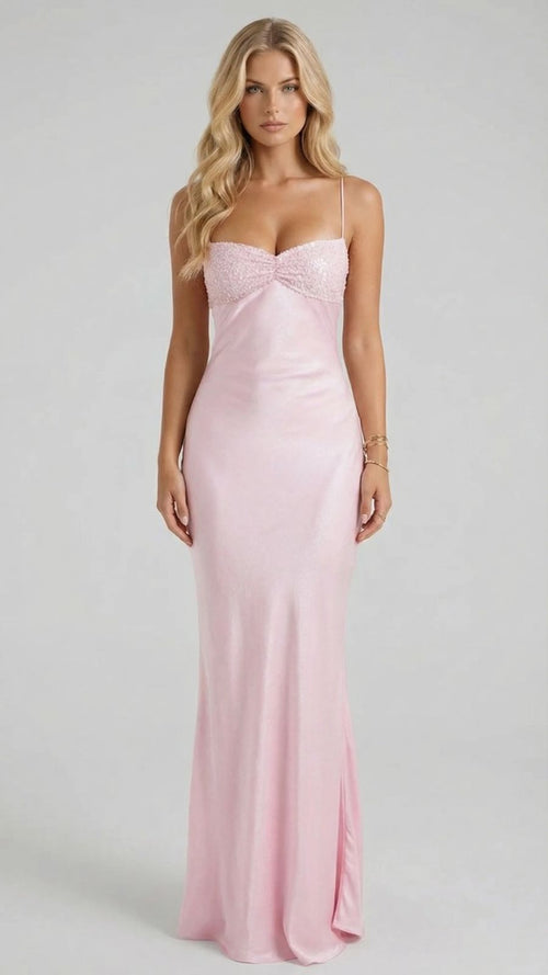 Jade Sequin Maxi Dress Pink