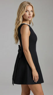 Jocelyn Backless Pearl Mini Dress Black view 3