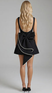 Jocelyn Backless Pearl Mini Dress Black view 4