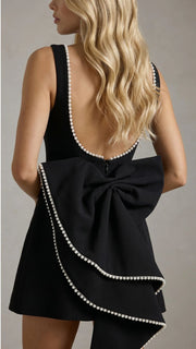 Jocelyn Backless Pearl Mini Dress Black view 6