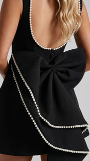 Jocelyn Backless Pearl Mini Dress Black view 7