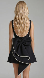 Jocelyn Backless Pearl Mini Dress Black view 1