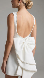 Jocelyn Backless Pearl Mini Dress White view 5