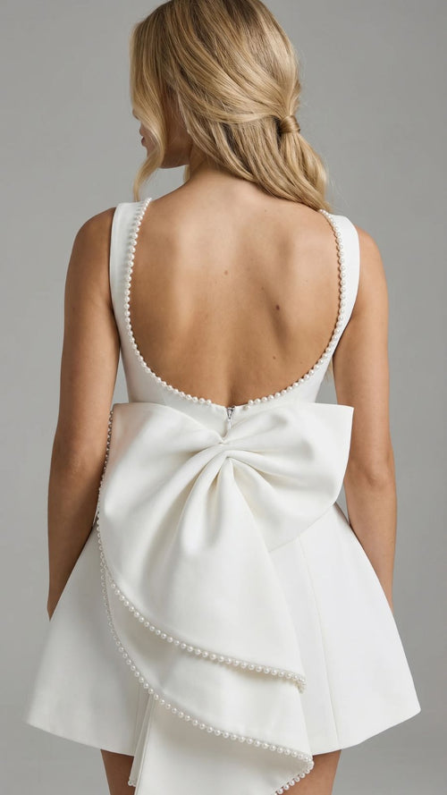 Jocelyn Backless Pearl Mini Dress White