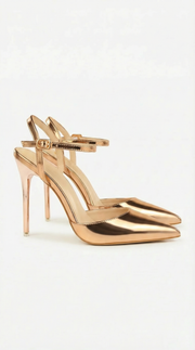 Jula Metallic Pointed Toe Stiletto Sandals Bronze view 1