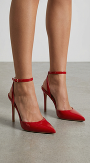 Jula Metallic Pointed Toe Stiletto Sandals Red view 3
