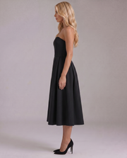Juliana Strapless Midi Dress Black view 3